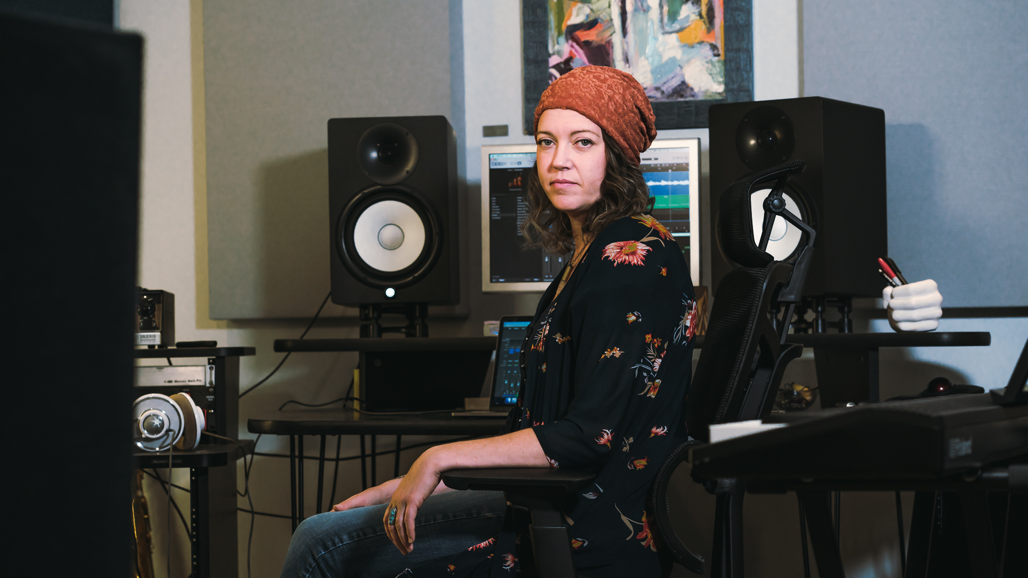 Lauren C. DeMichiei at studio desk