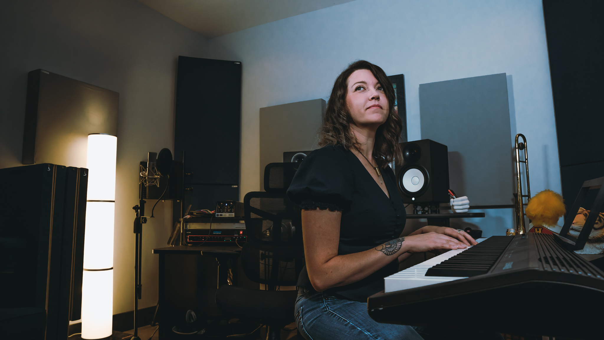 Lauren C. DeMichiei at keyboard